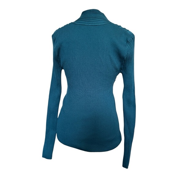 INC International Concepts Teal V-Neck Knit Women's Top Size Medium - Picture 4 of 6